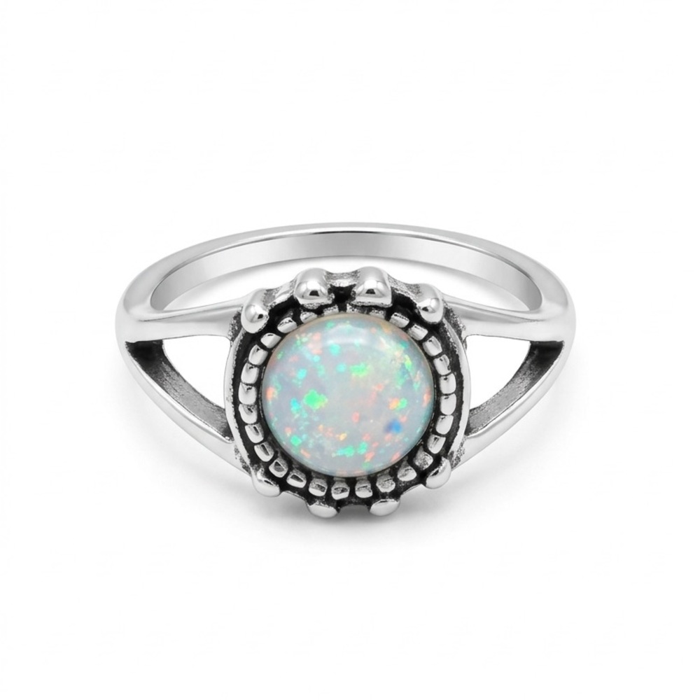 5/$15 🩷 MUST BUNDLE Silver Opal Round Halo Ring